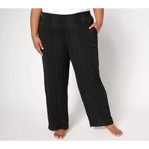Cuddl Duds Pants Womens XL Black Wide Leg Pleated Loungewear Minimalist